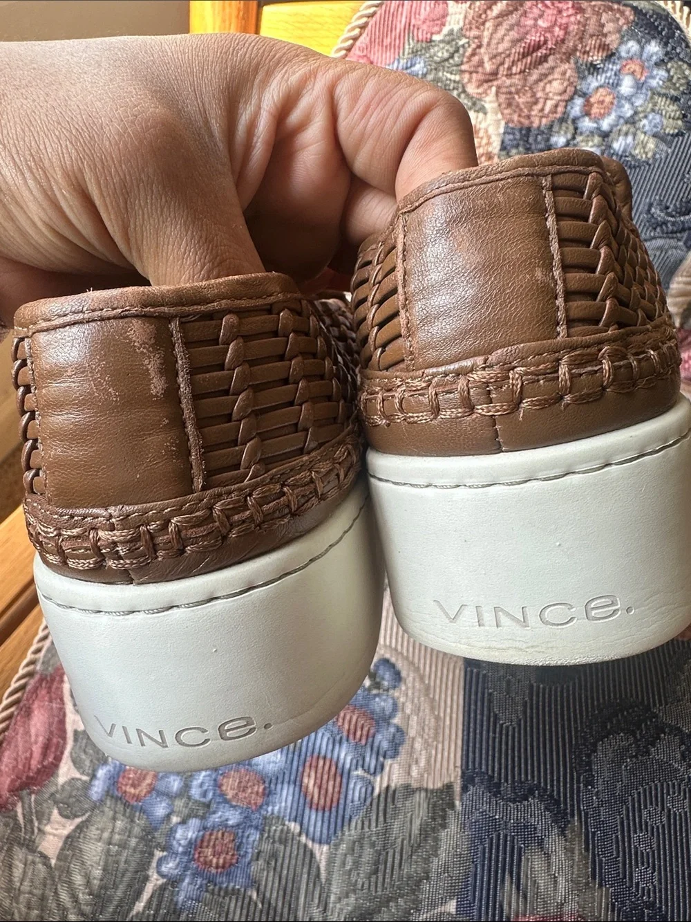 Vince Stafford Woven Leather Platform Slip-On Sneaker Sz 7